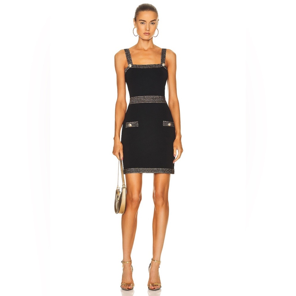 L'AGENCE Aiden Button-Detail Metallic Mini Dress in black size XS